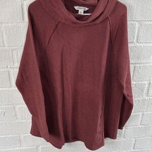 Coldwater Cotton Button Detail Red Cowl Neck Long Sleeve Sweater sz XL